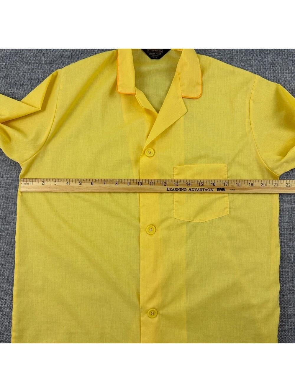 Vintage 70s Sears The Men’s Store Perma Prest Yellow Pajama Shirt Size S 34/36